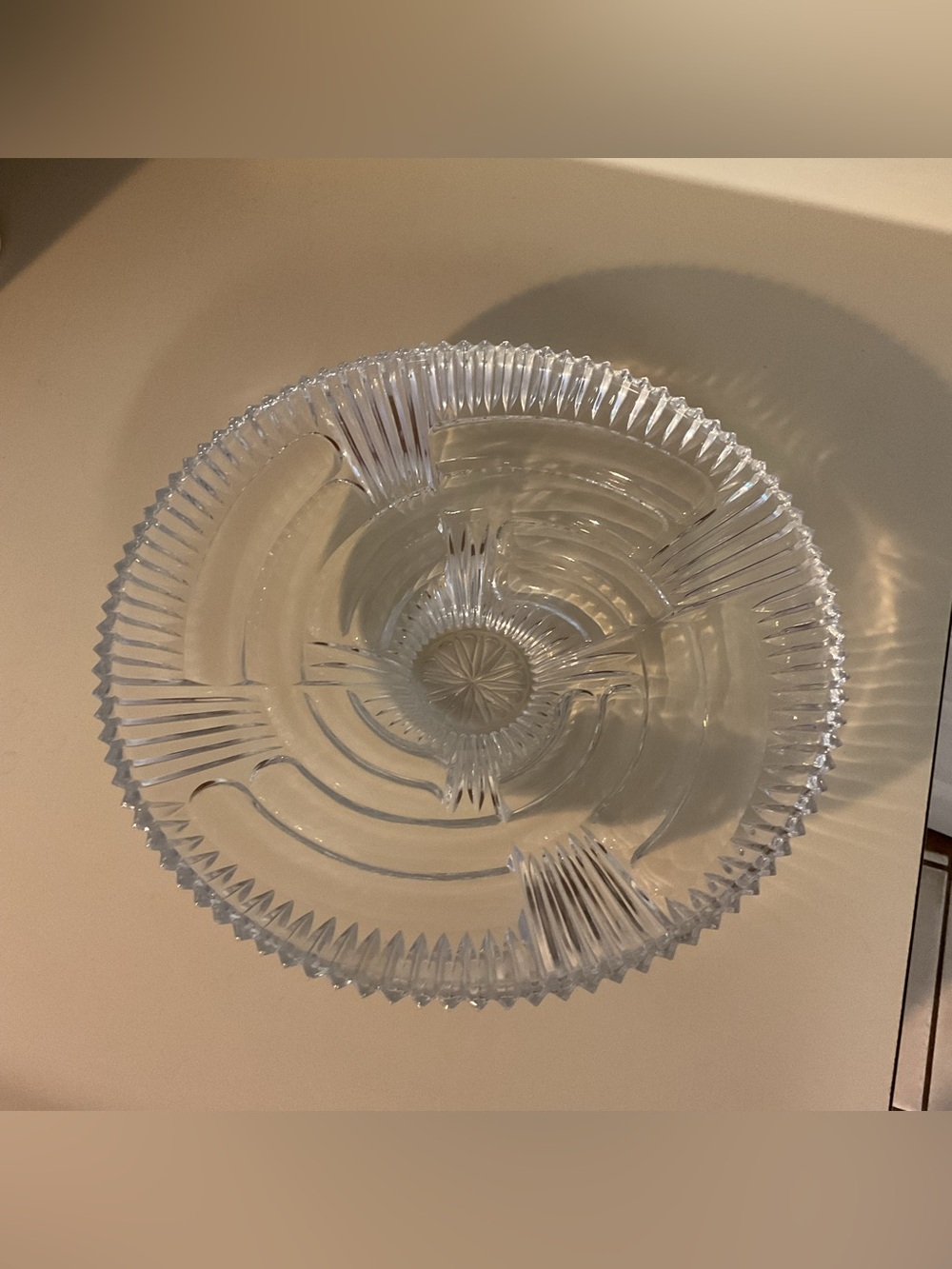 Pressed Clear Glass Serving Bowl with Scalloped Edge